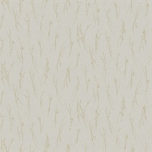 Cream & Gold Leaf & Sprig Banches Wallpaper