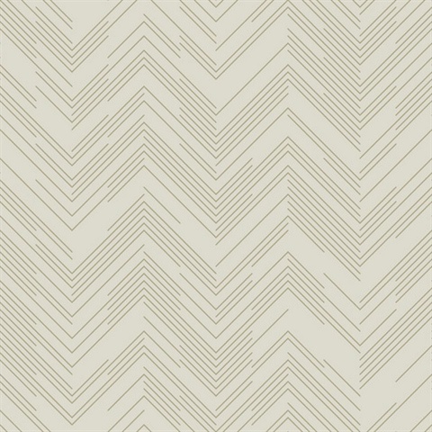 Cream & Gold Modern Chevron Line Wallpaper