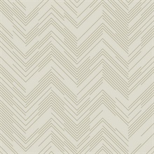 Cream &amp; Gold Modern Chevron Line Wallpaper