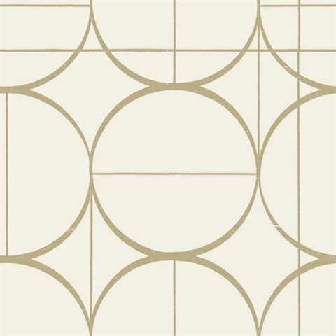 Cream & Gold Sun Art Deco Circles Wallpaper
