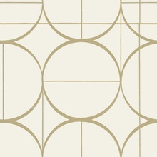 Cream &amp; Gold Sun Art Deco Circles Wallpaper