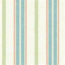 Cream, Green, Blue & Orange Commercial Lilla Wallpaper