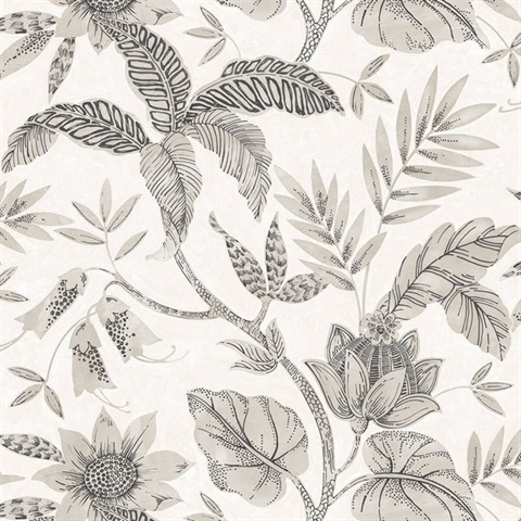 Cream & Grey Commercial Rainforest Wallpaper