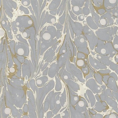 Cream & Grey Marbled Endpaper Wallpaper