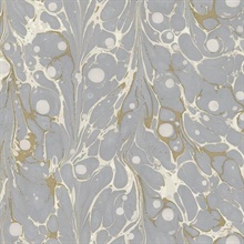 Cream &amp; Grey Marbled Endpaper Wallpaper