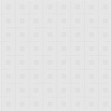 Cream Metallic Interlocking Geometric Art Deco Squares Wallpaper