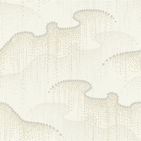 Cream Moonlight Pearls Metallic Dots Wallpaper