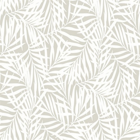 Cream & Off White Oahu Fronds Wallpaper