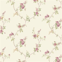 Cream & Pink Wedding Petite Floral Trail Wallpaper