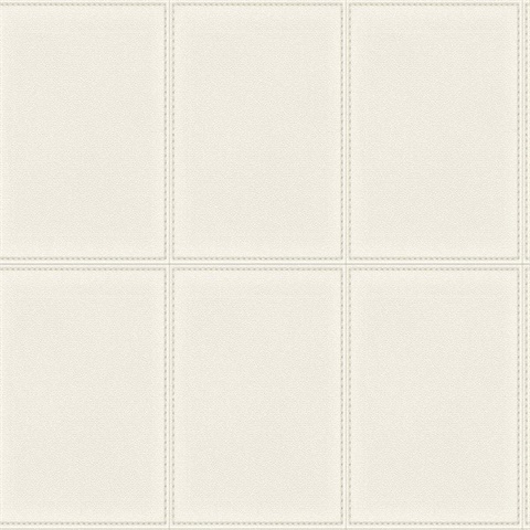 Cream Puff Faux Stitched Leather Wallpaper