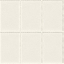 Cream Puff Faux Stitched Leather Wallpaper