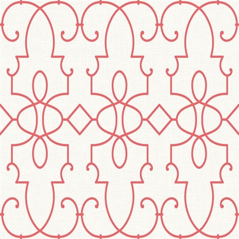 Cream & Red Commercial Ironwork on Paperweave Wallpaper