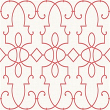 Cream & Red Commercial Ironwork on Paperweave Wallpaper