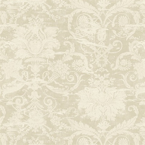 Cream Rochester Large Damask Wallpaper