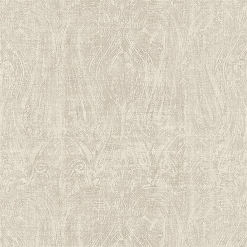 Cream Russel Distressed Damask Wallaper