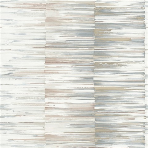 Cream & Rust Artist's Palette Brushstroke Stripe Wallpaper