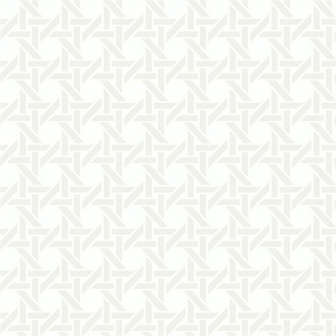 Cream & Silver Commercial Wicker Geometric Wallpaper