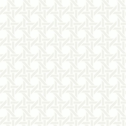 Cream & Silver Commercial Wicker Geometric Wallpaper