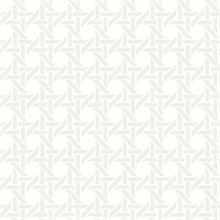 Cream & Silver Commercial Wicker Geometric Wallpaper
