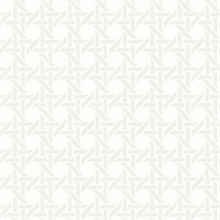 Cream & Silver Commercial Wicker Geometric Wallpaper