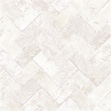 Cream Textured Faux Herringbone Brick Wallpaper