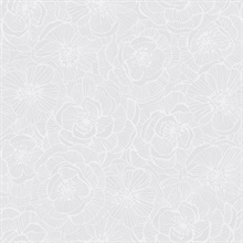 Cream Textured Large Linework Floral Wallpaper