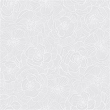 Cream Textured Large Linework Floral Wallpaper
