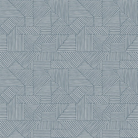 Crescendo Blue Block Geometric Wallpaper
