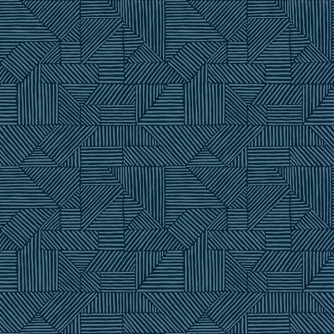 Crescendo Dark Blue Block Geometric Wallpaper