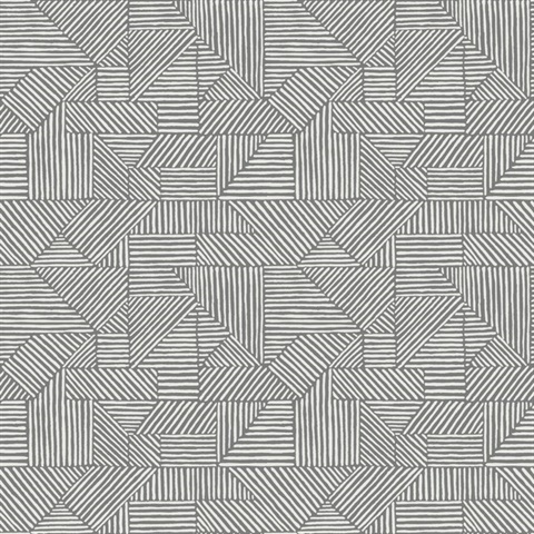 Crescendo Dark Grey Block Geometric Wallpaper