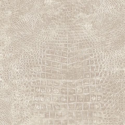Taupe Crocodile Skin Textured Wallpaper