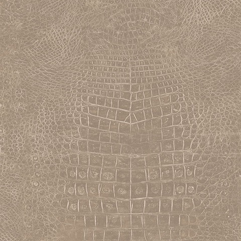 Dark Taupe Crocodile Skin Textured Wallpaper