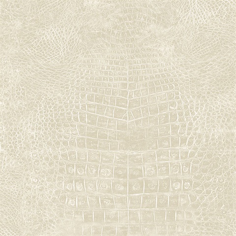 Taupe Crocodile Skin Textured Wallpaper