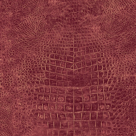 Dark Red Crocodile Skin Textured Wallpaper