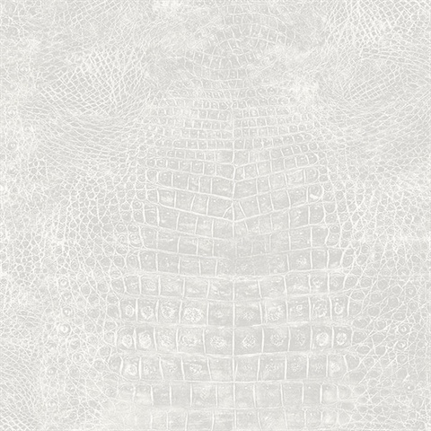 Shimmering Light Grey Crocodile Skin Textured Wallpaper