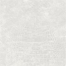Shimmering Light Grey Crocodile Skin Textured Wallpaper