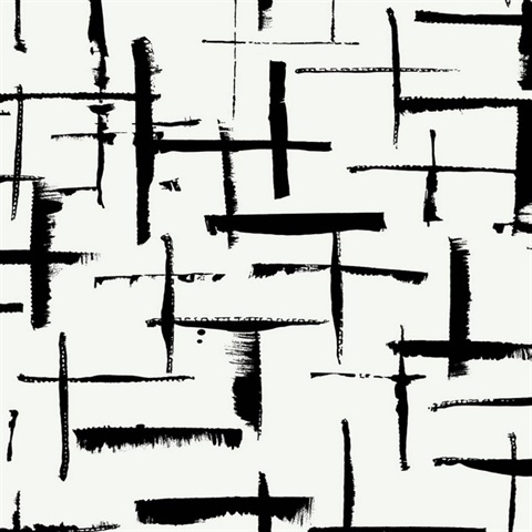 Crosshatch Abstract Abstract Ebony & Eggshell Peel and Stick Wallpaper