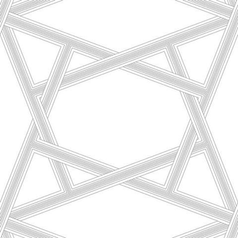Crossroads Geo Geometric Metallic Silver Peel and Stick Wallpaper