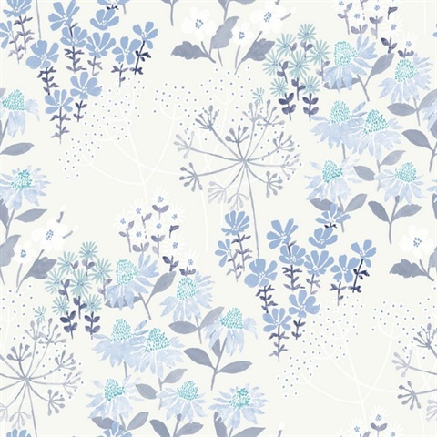 Cultivate Blue Springtime Blooms Wallpaper