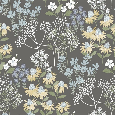 Cultivate Grey Springtime Blooms Wallpaper