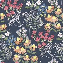 Cultivate Navy Springtime Blooms Wallpaper