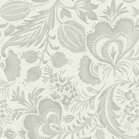 Culver Grey Textured Jacobean Wallpaper