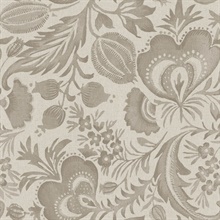 Culver Light Brown Textured Jacobean Wallpaper