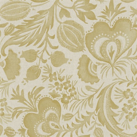Culver Mustard Textured Jacobean Wallpaper
