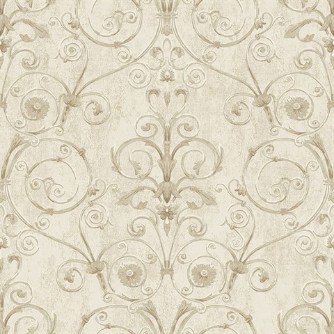 Curlicue Beige Scroll