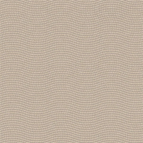 Curves Taupe Glittering Waves Wallpaper