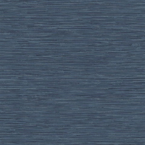 Cyrus Faux Grasscloth Naval Blue & Metallic Silver Peel and Stick Wall