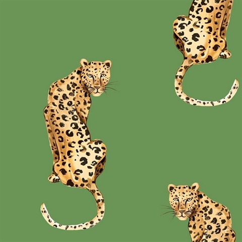 Daisy Bennett Peel and Stick Animal Print Leopard King Green Wallpaper