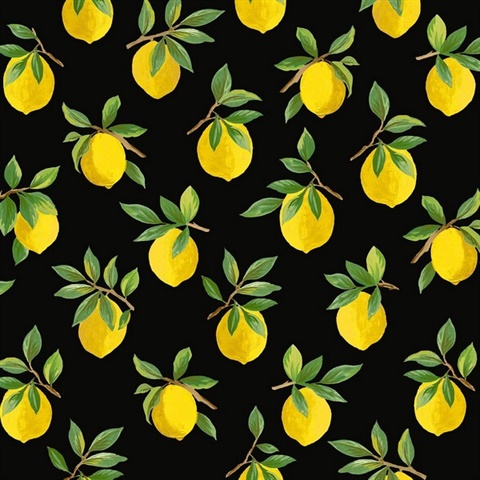Daisy Bennett Peel and Stick Botanical Lemoncello Black Wallpaper