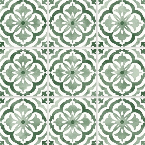 Daisy Bennett Peel and Stick Tile Sorento Tile Jungle Green Wallpaper